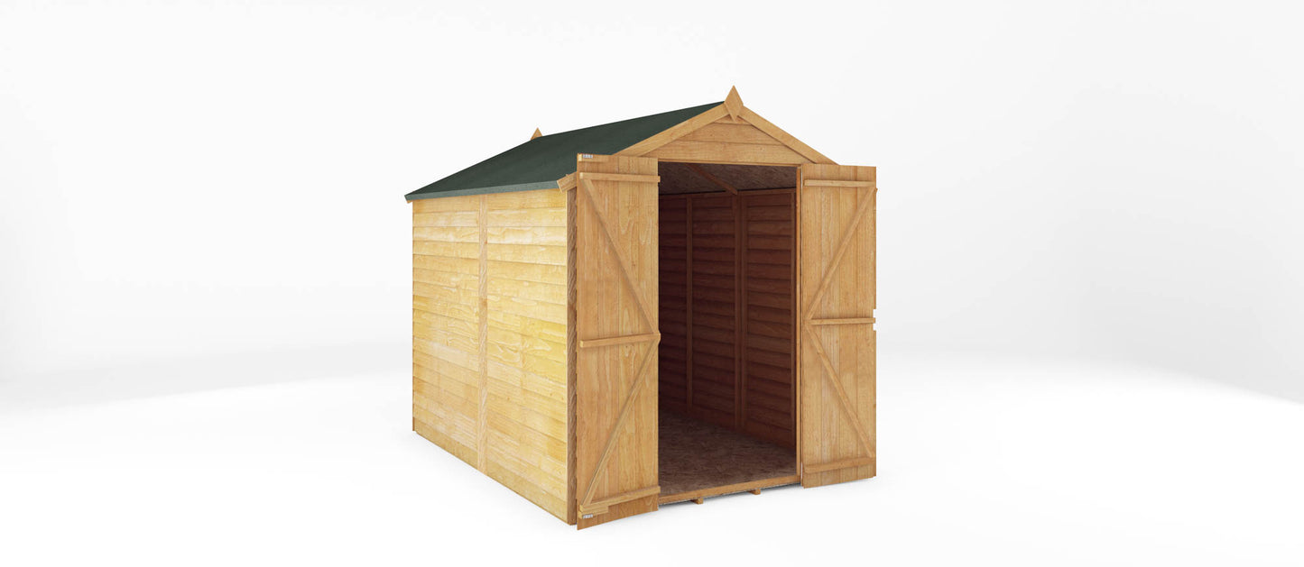 Mercia 8 x 6 Overlap Apex - Double Door  - Windowless Shed