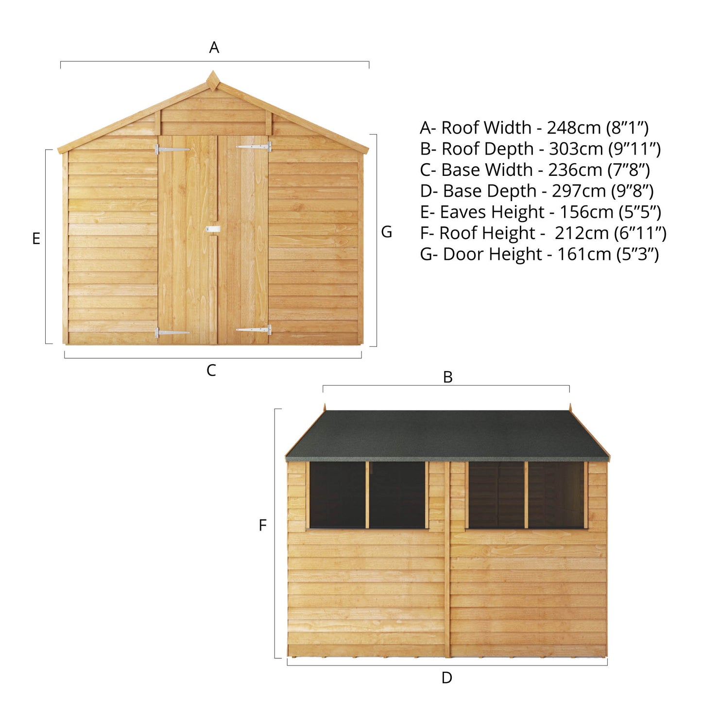 Mercia 10 x 8 Overlap Apex Shed