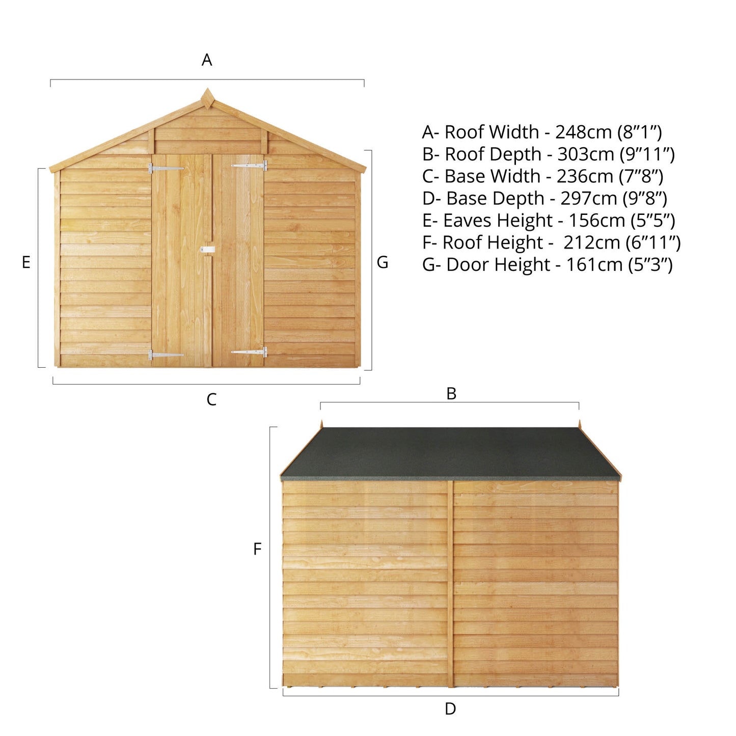 Mercia 10 x 8 Overlap Apex - Windowless Shed