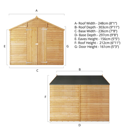 Mercia 10 x 8 Overlap Apex - Windowless Shed