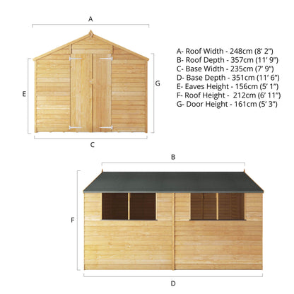 Mercia 12 x 8 Overlap Apex Shed