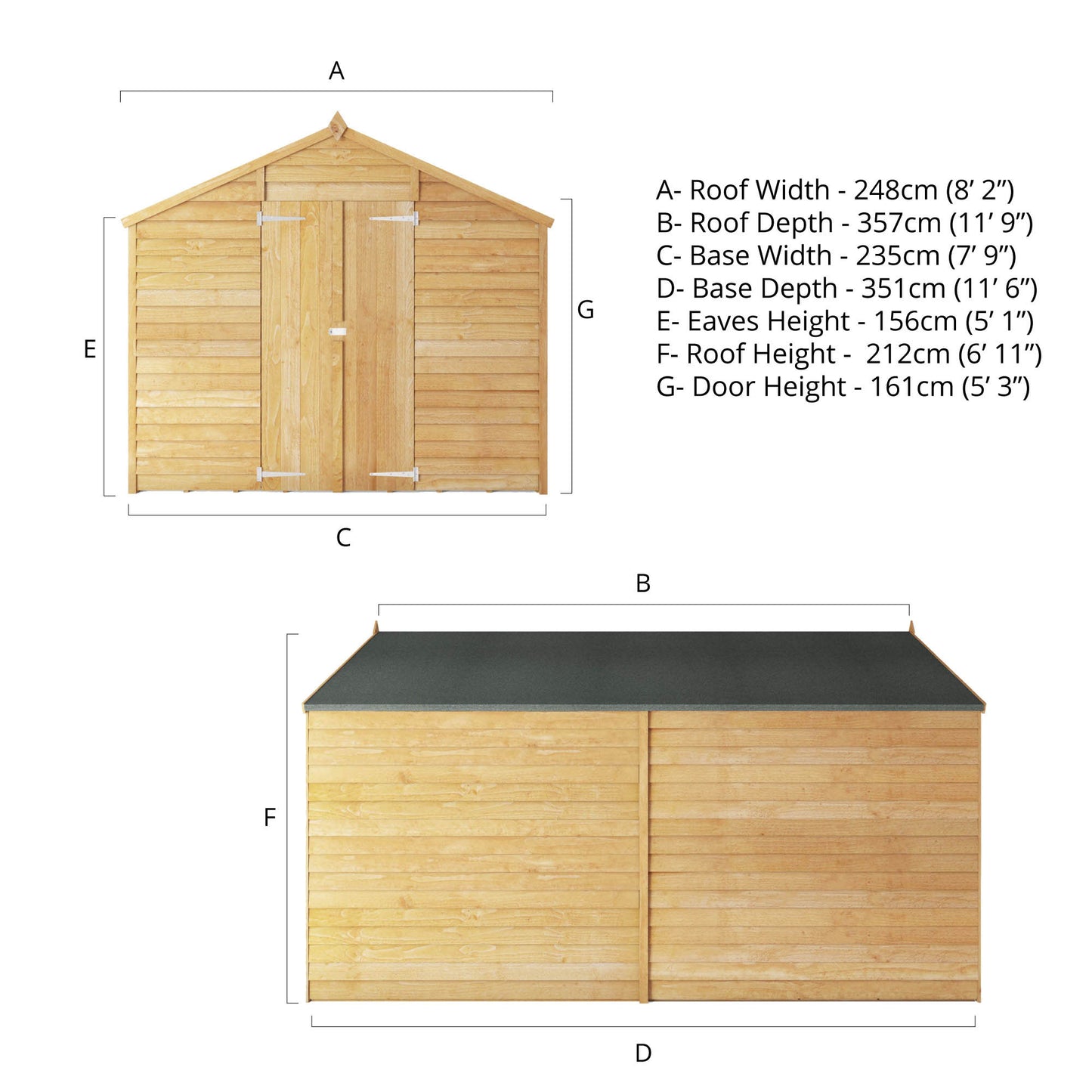 Mercia 12 x 8 Overlap Apex - Windowless Shed