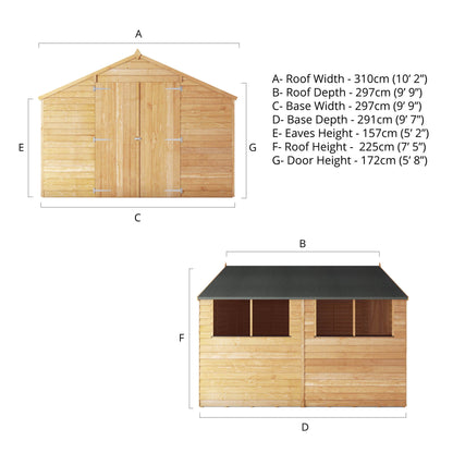 Mercia 10 x 10 Overlap Apex Shed