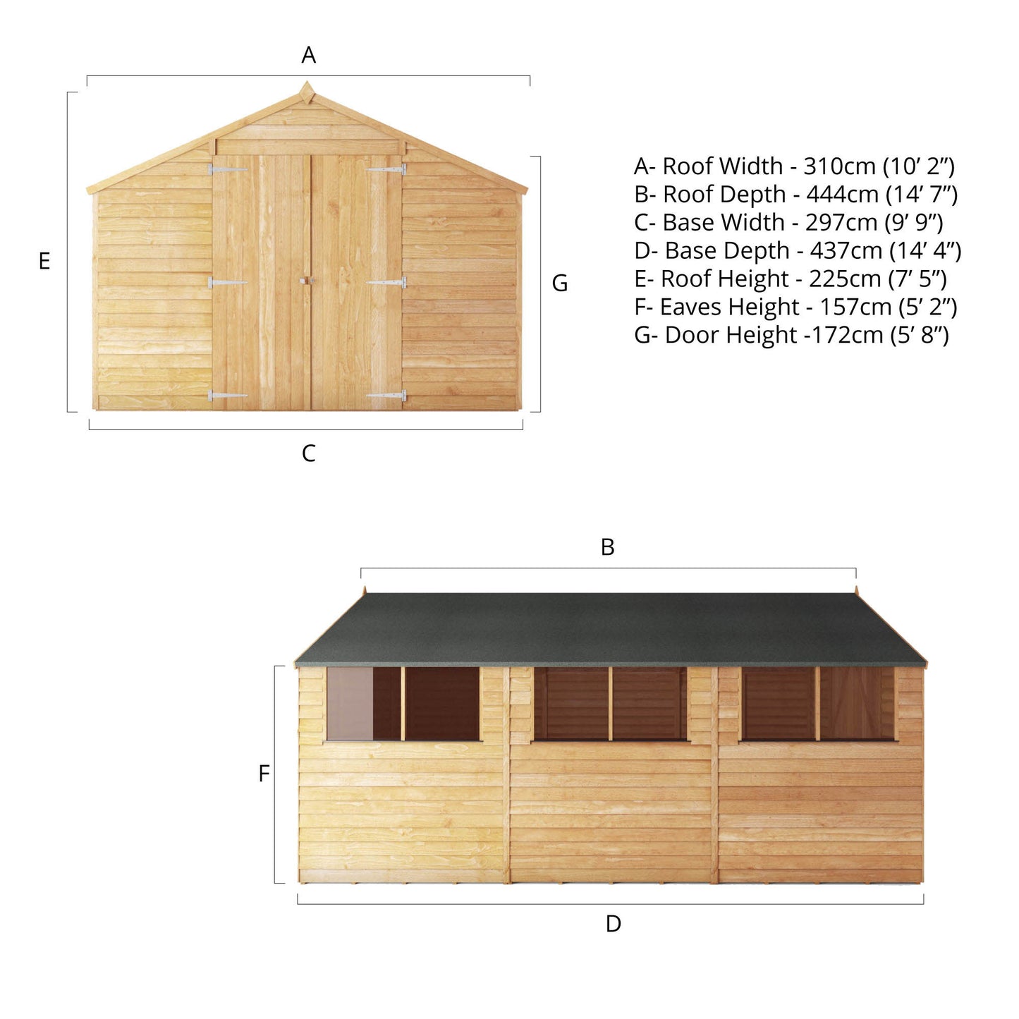 Mercia 15 x 10 Overlap Apex Shed