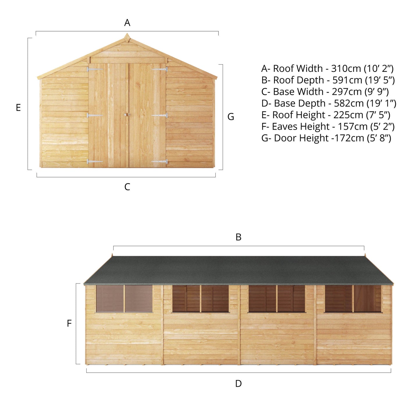 Mercia 20 x 10 Overlap Apex Shed