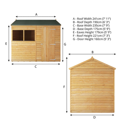 Mercia 8 x 6 Overlap Reverse Apex Shed