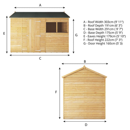 Mercia 10 x 6 Overlap Reverse Apex Shed