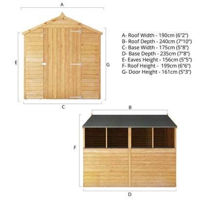 Mercia 8 x 6 Overlap Apex - Single Door Shed