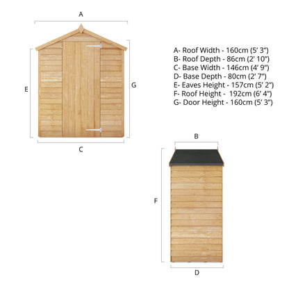 Mercia 3 x 5 Overlap Apex - Windowless Shed