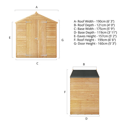 Mercia 4 x 6 Overlap Apex - Double Door - Windowless Shed