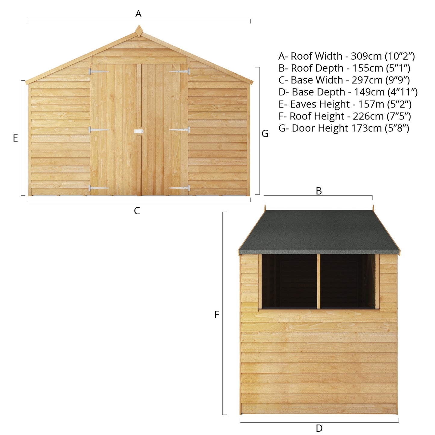 Mercia 5 x 10 Overlap Apex Shed