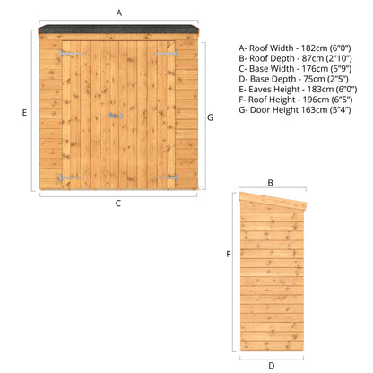 Mercia 6 x 2'6 Shiplap Pent Storage