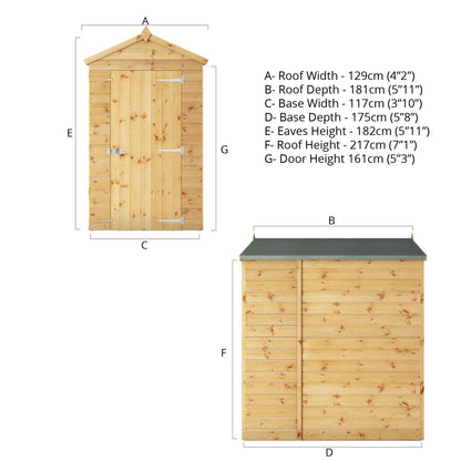 Mercia 6 x 4 Modular Shiplap Apex - Windowless Shed