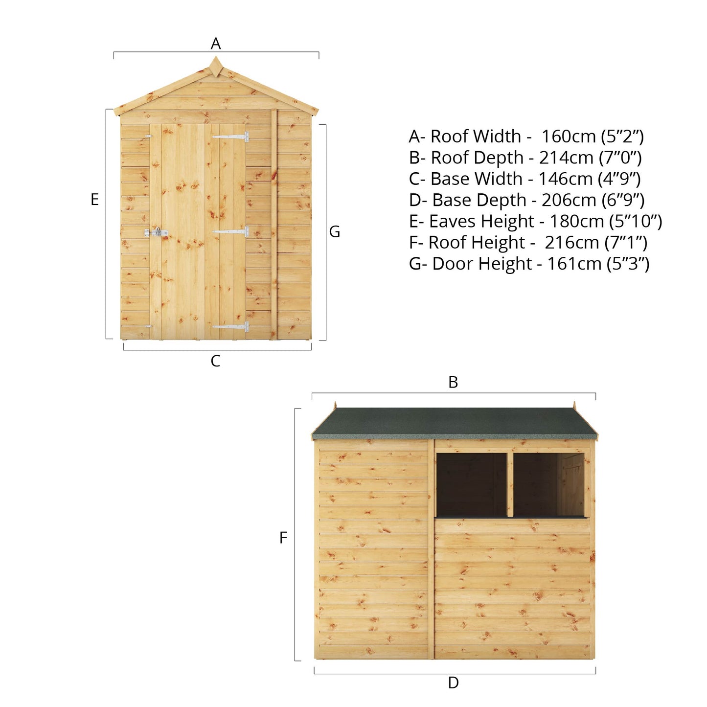 Mercia 7 x 5 Modular Shiplap Apex Shed