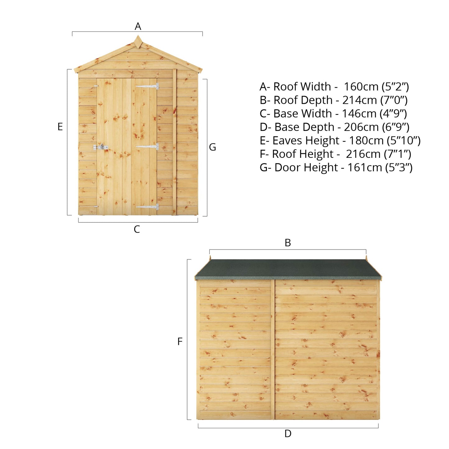 Mercia 7 x 5 Modular Shiplap Apex - Windowless Shed