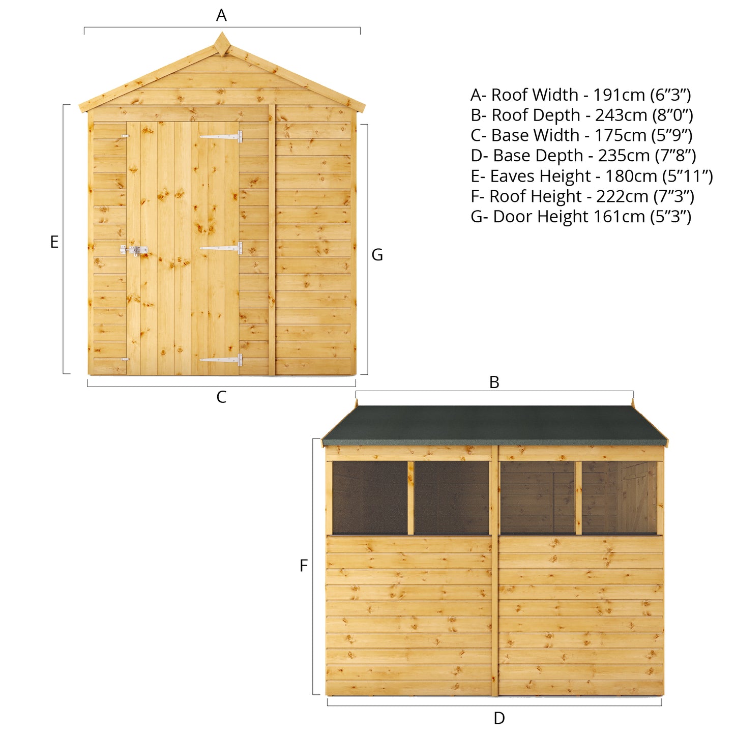 Mercia 8 x 6 Modular Shiplap Apex Shed