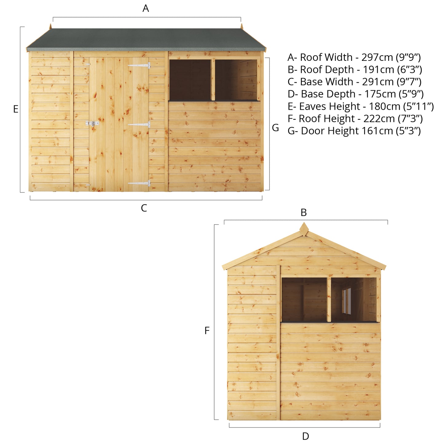 Mercia 10 x 6 Modular Shiplap Apex Shed