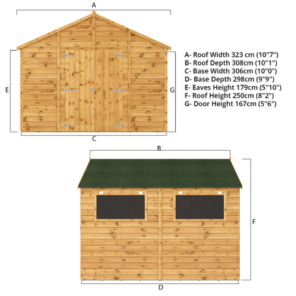 Mercia 10 x 10 Premium Shiplap Apex Workshop Shed