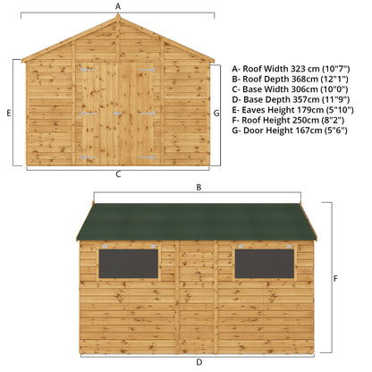 Mercia 12 x 10 Premium Shiplap Apex Workshop Shed