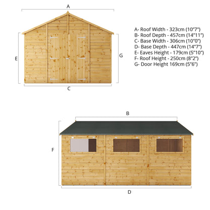 Mercia 15 x 10 Premium Shiplap Apex Workshop Shed