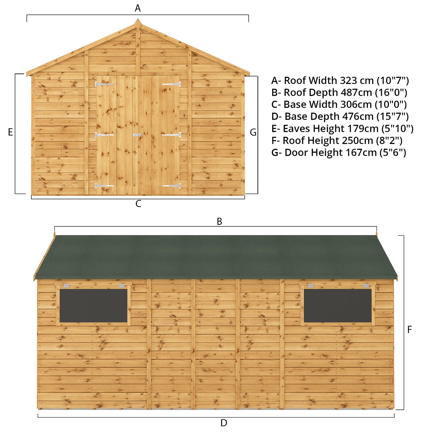 Mercia 16 x 10 Premium Shiplap Apex Workshop Shed