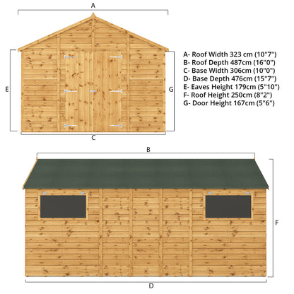 Mercia 16 x 10 Premium Shiplap Apex Workshop Shed