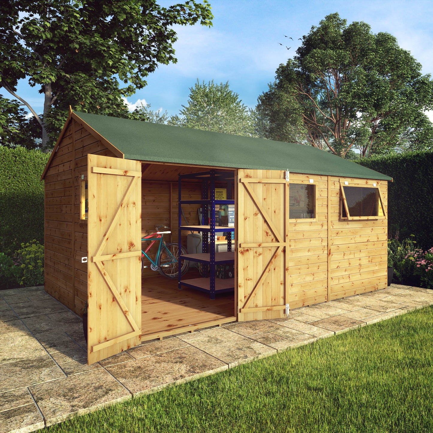 Mercia 15 x 10 Premium Shiplap Reverse Apex Workshop Shed