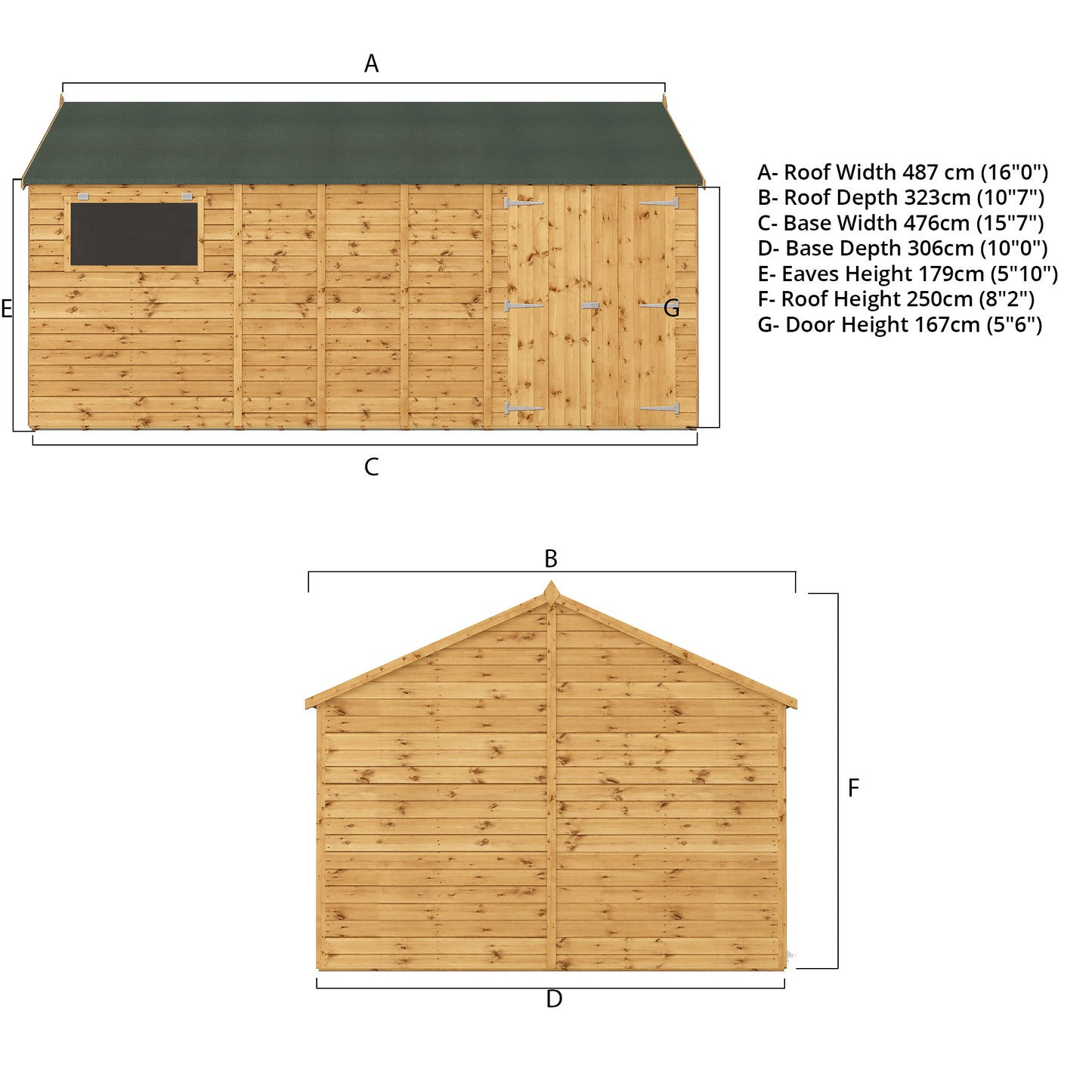 Mercia 16 x 10 Premium Shiplap Reverse Apex Workshop Shed