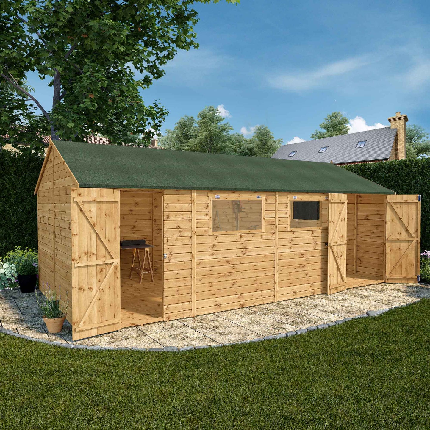 Mercia 20 x 10 Premium Shiplap Reverse Apex Workshop Shed