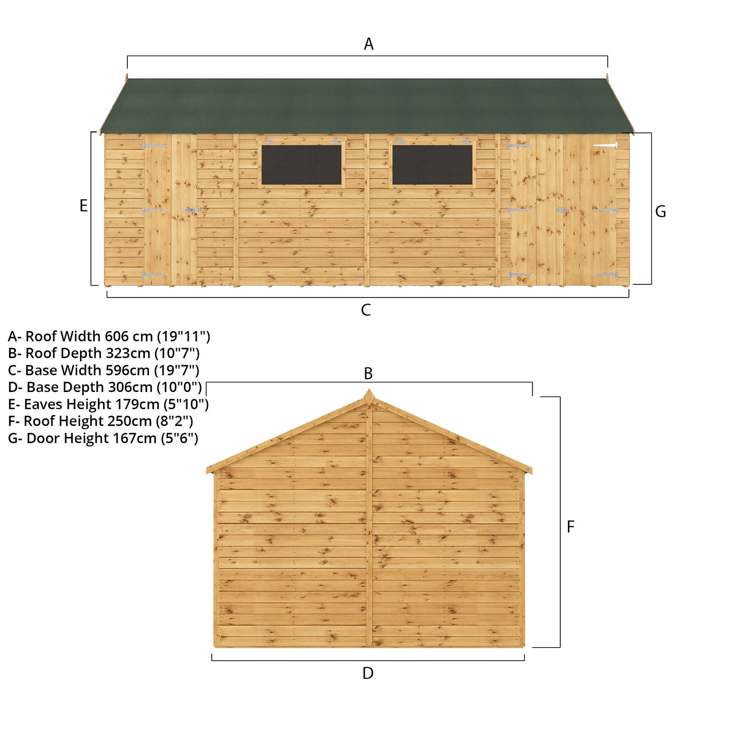 Mercia 20 x 10 Premium Shiplap Reverse Apex Workshop Shed