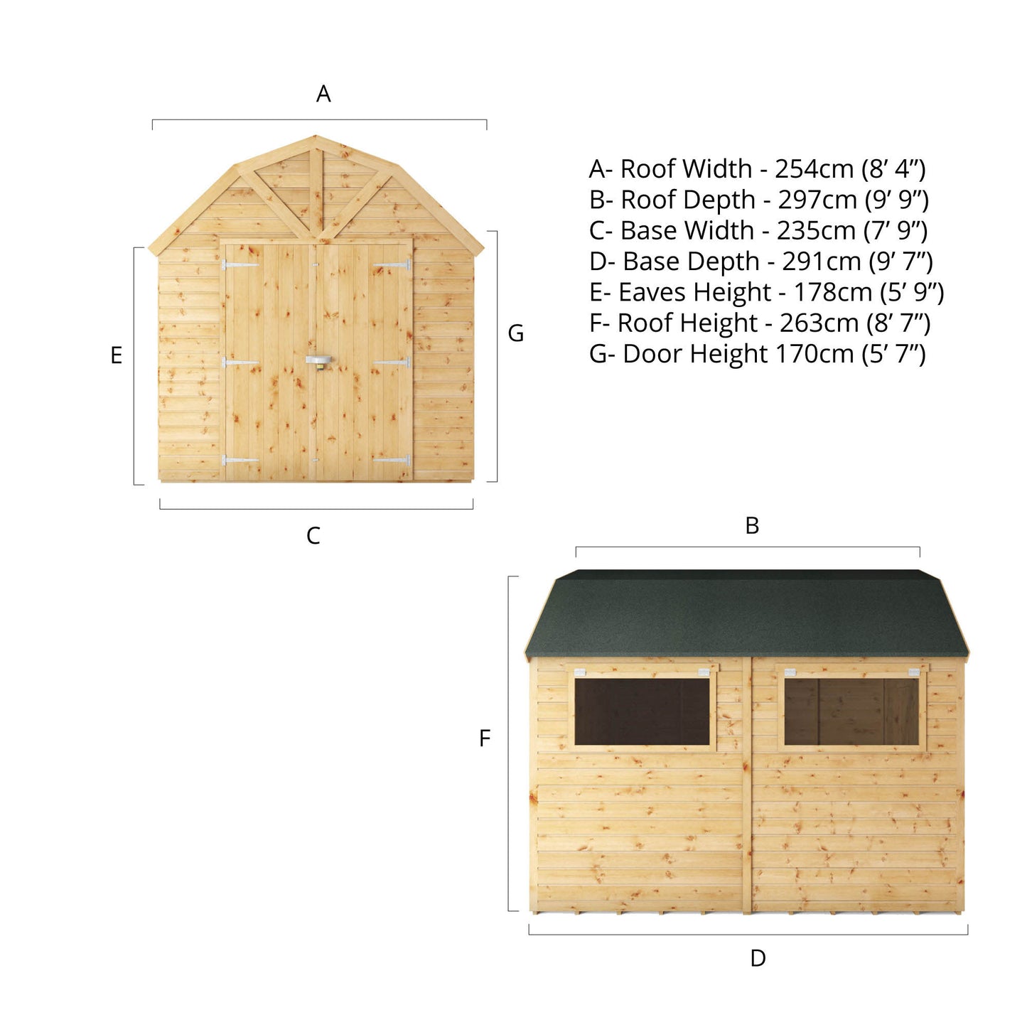 Mercia 10 x 8 Premium Shiplap Dutch Barn Shed