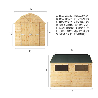 Mercia 10 x 8 Premium Shiplap Dutch Barn Shed