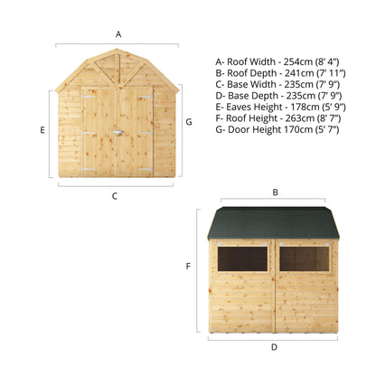 Mercia 8 x 8 Premium Shiplap Dutch Barn Shed