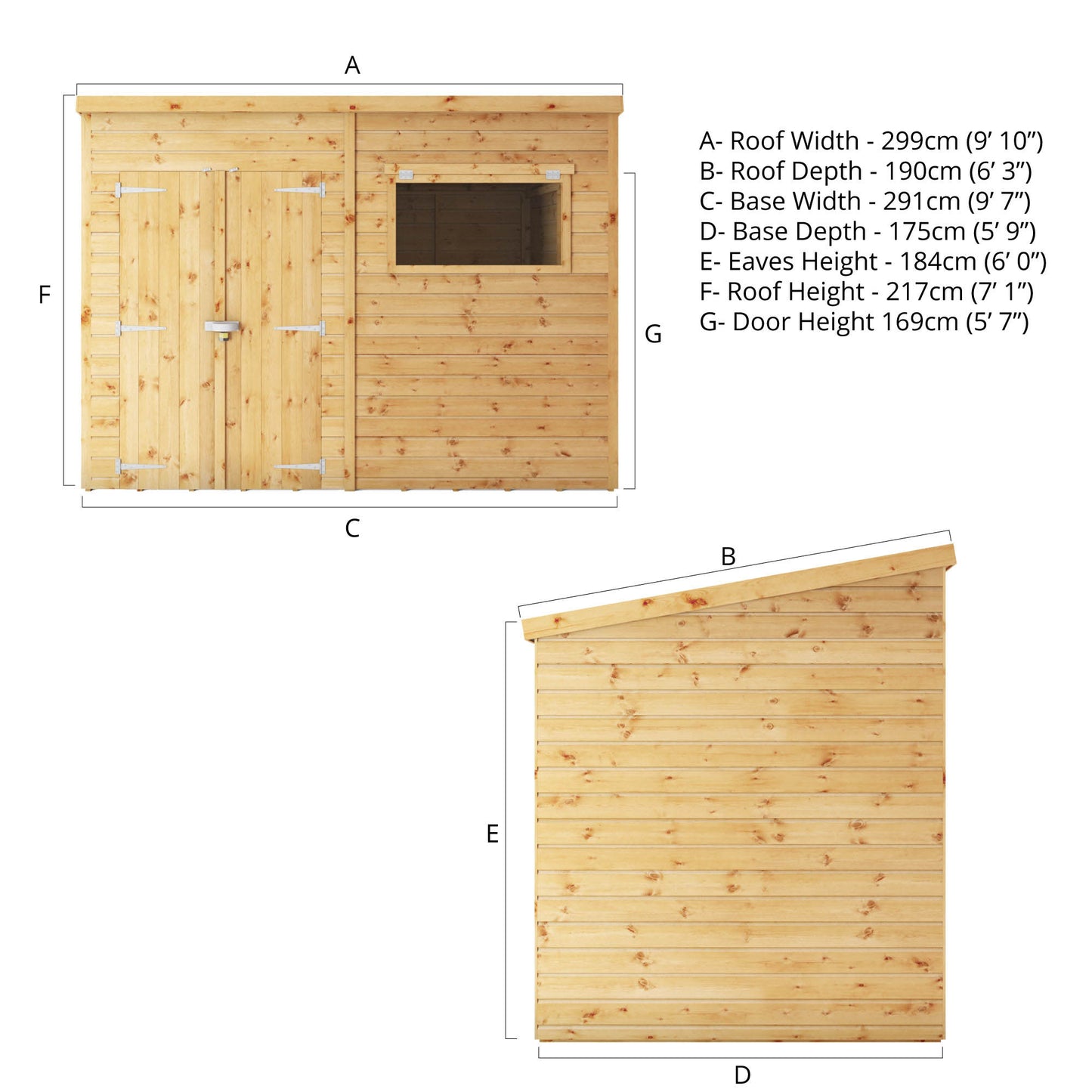 Mercia 10 x 6 Premium Shiplap Pent Shed