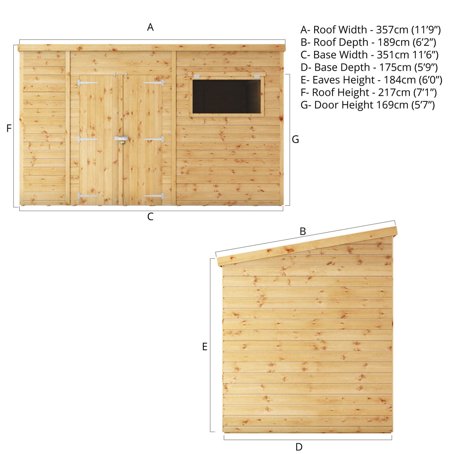 Mercia 12 x 6 Premium Shiplap Pent Shed