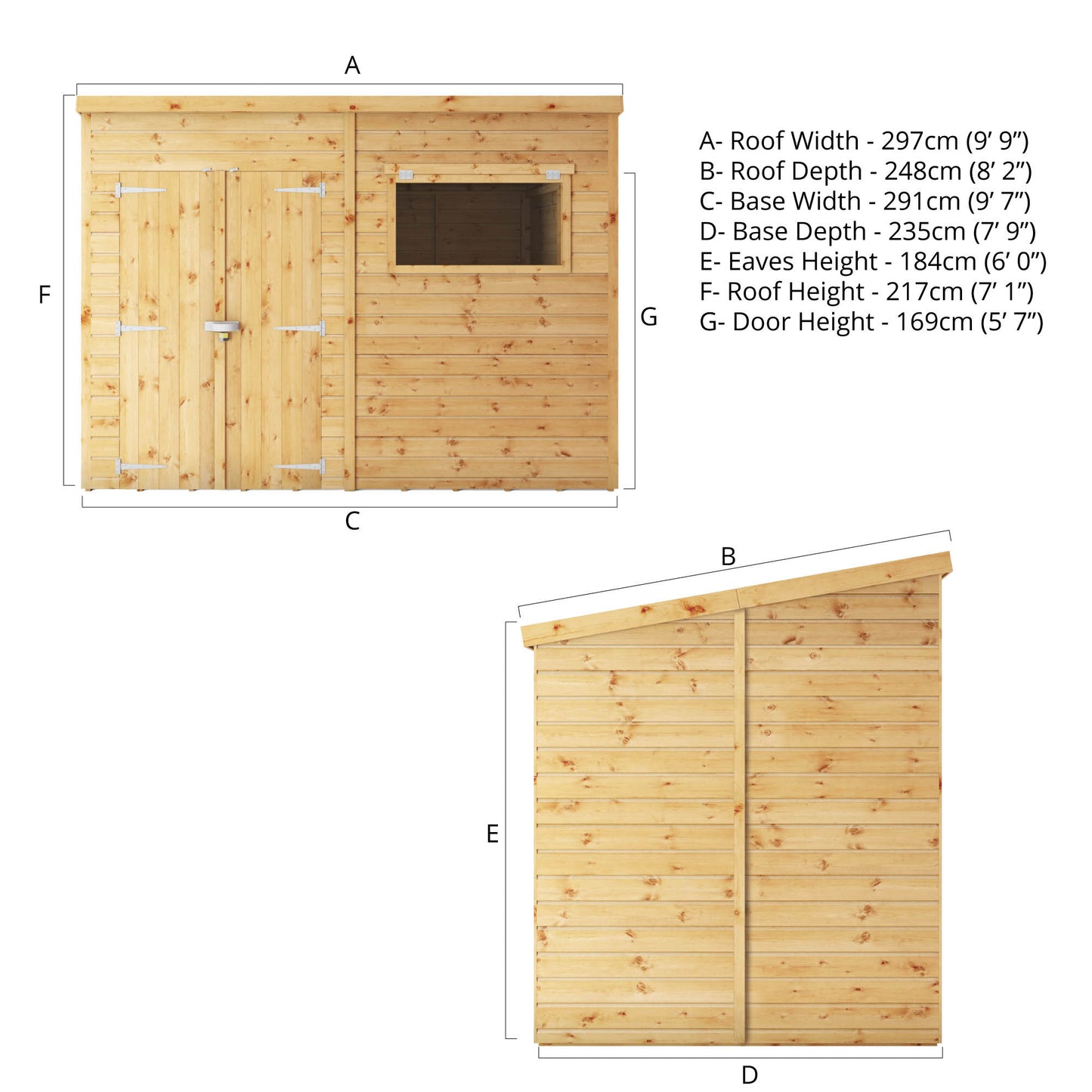 Mercia 10 x 8 Premium Shiplap Pent Shed