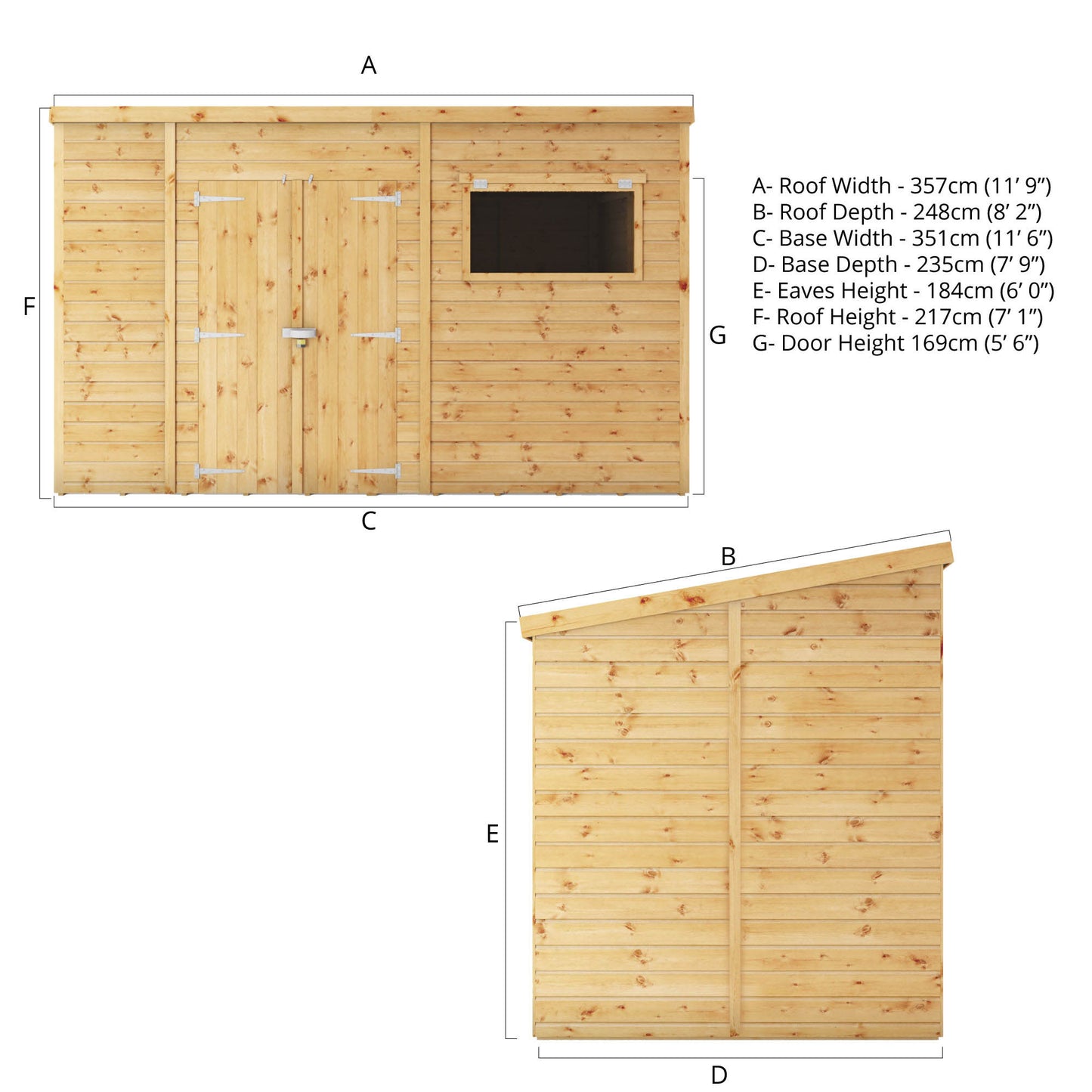 Mercia 12 x 8 Premium Shiplap Pent Shed