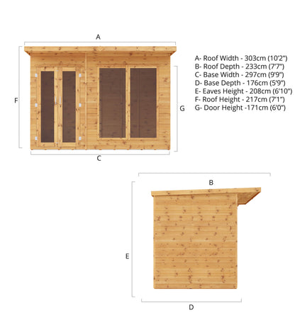 Mercia 10 x 6 Maine Pent Summerhouse