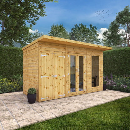 Mercia 12 x 6 Maine Pent Summerhouse With Side Shed