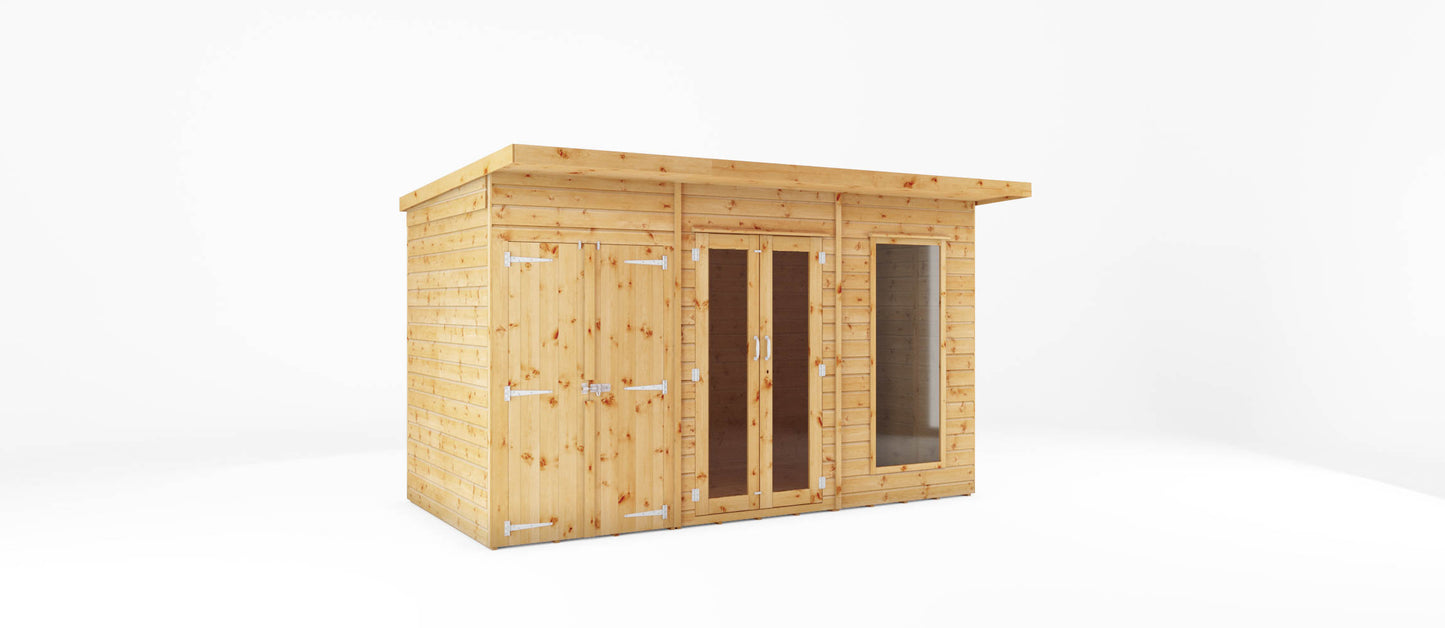 Mercia 12 x 6 Maine Pent Summerhouse With Side Shed