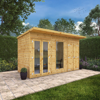 Mercia 12 x 6 Maine Pent Summerhouse With Side Shed