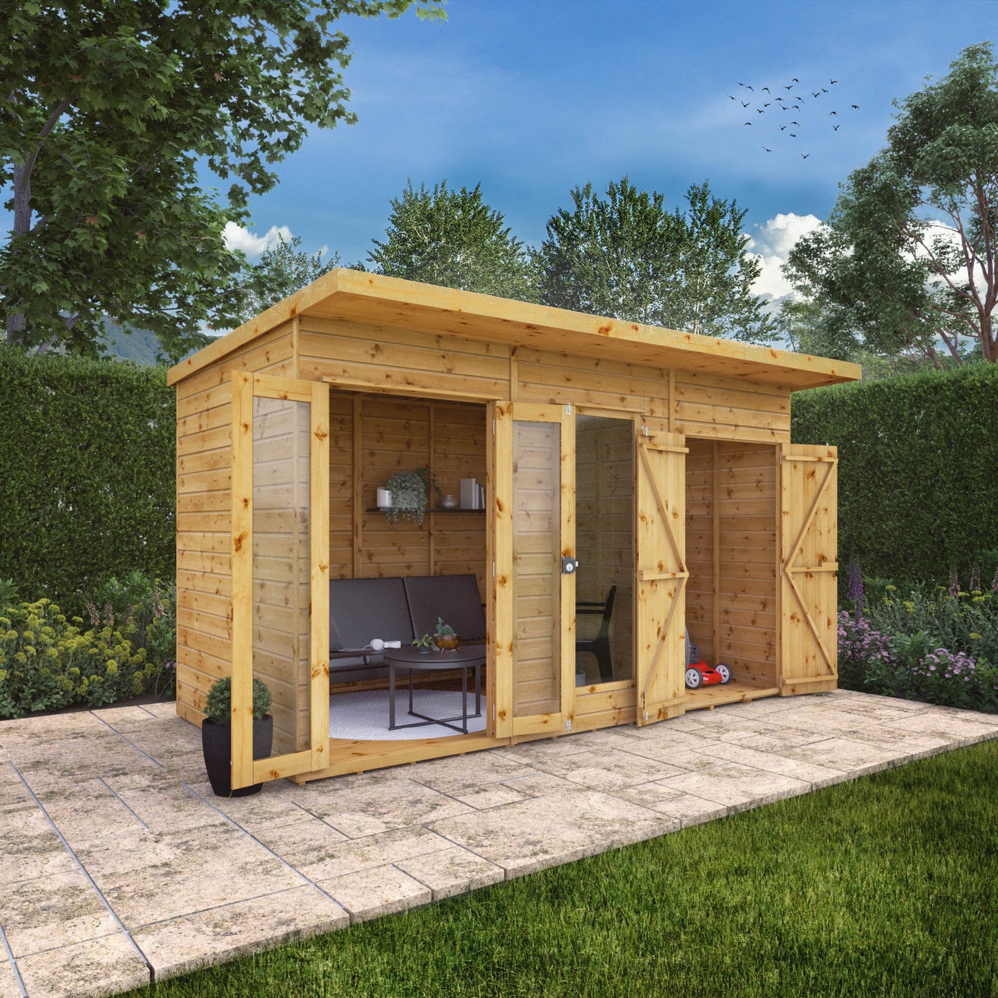 Mercia 12 x 6 Maine Pent Summerhouse With Side Shed