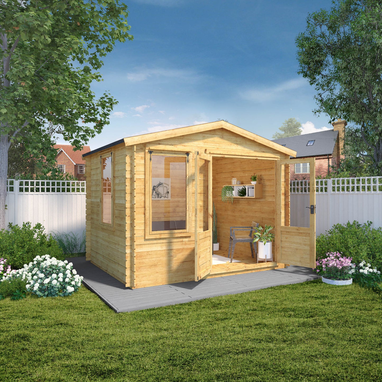 Mercia 2.6m x 3.3m Apex Log Cabin - 19mm Log Cabin