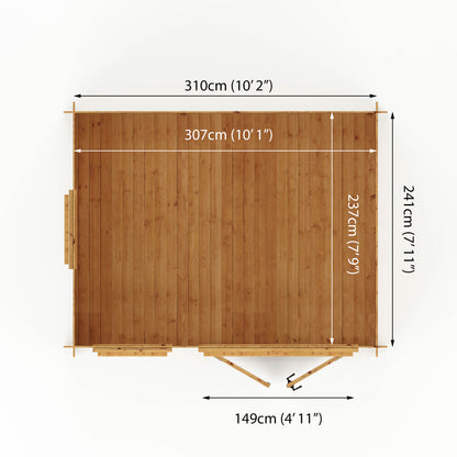 Mercia 2.6m x 3.3m Apex Log Cabin - 19mm Log Cabin