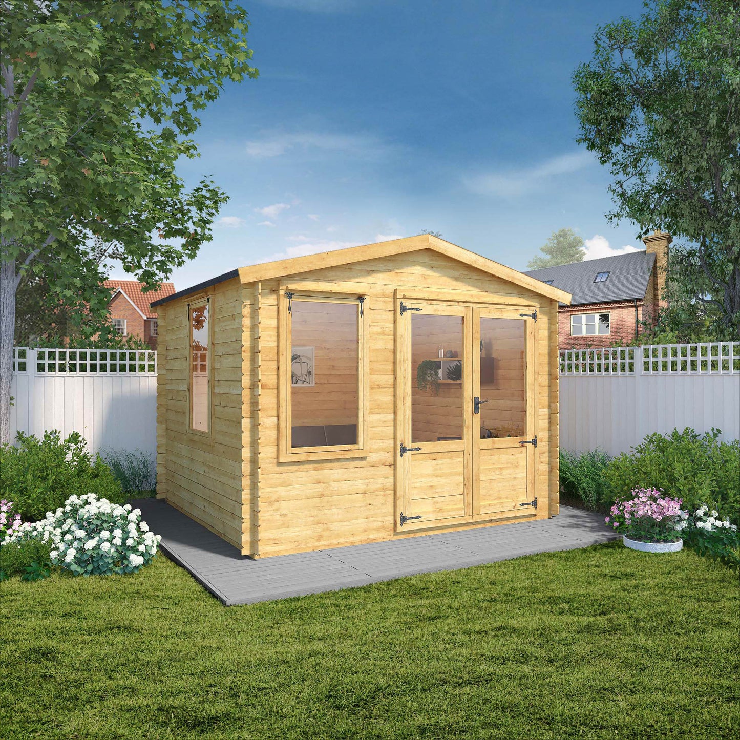 Mercia 3.3m x 3.0m Apex Log Cabin - 19mm Log Cabin