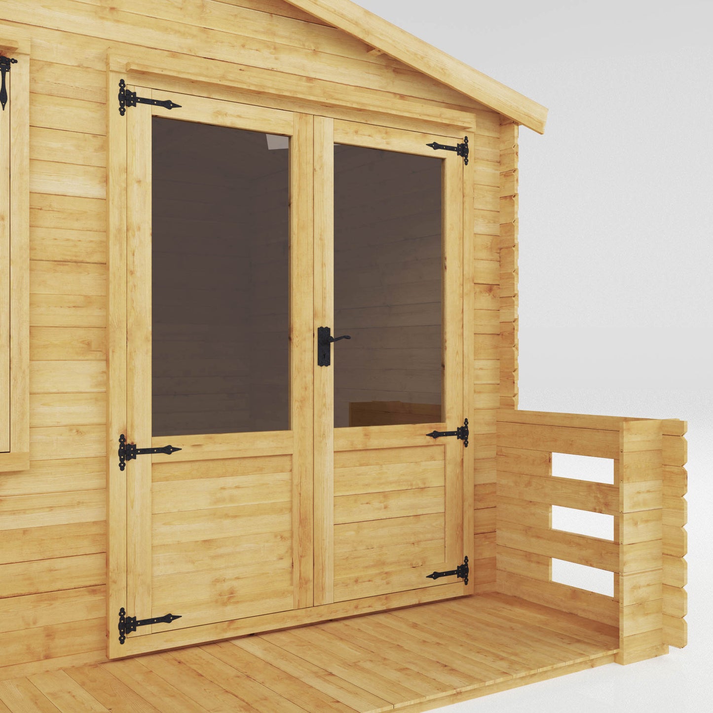 Mercia 3.3m x 3.4m Apex Log Cabin with Veranda - 19mm Log Cabin