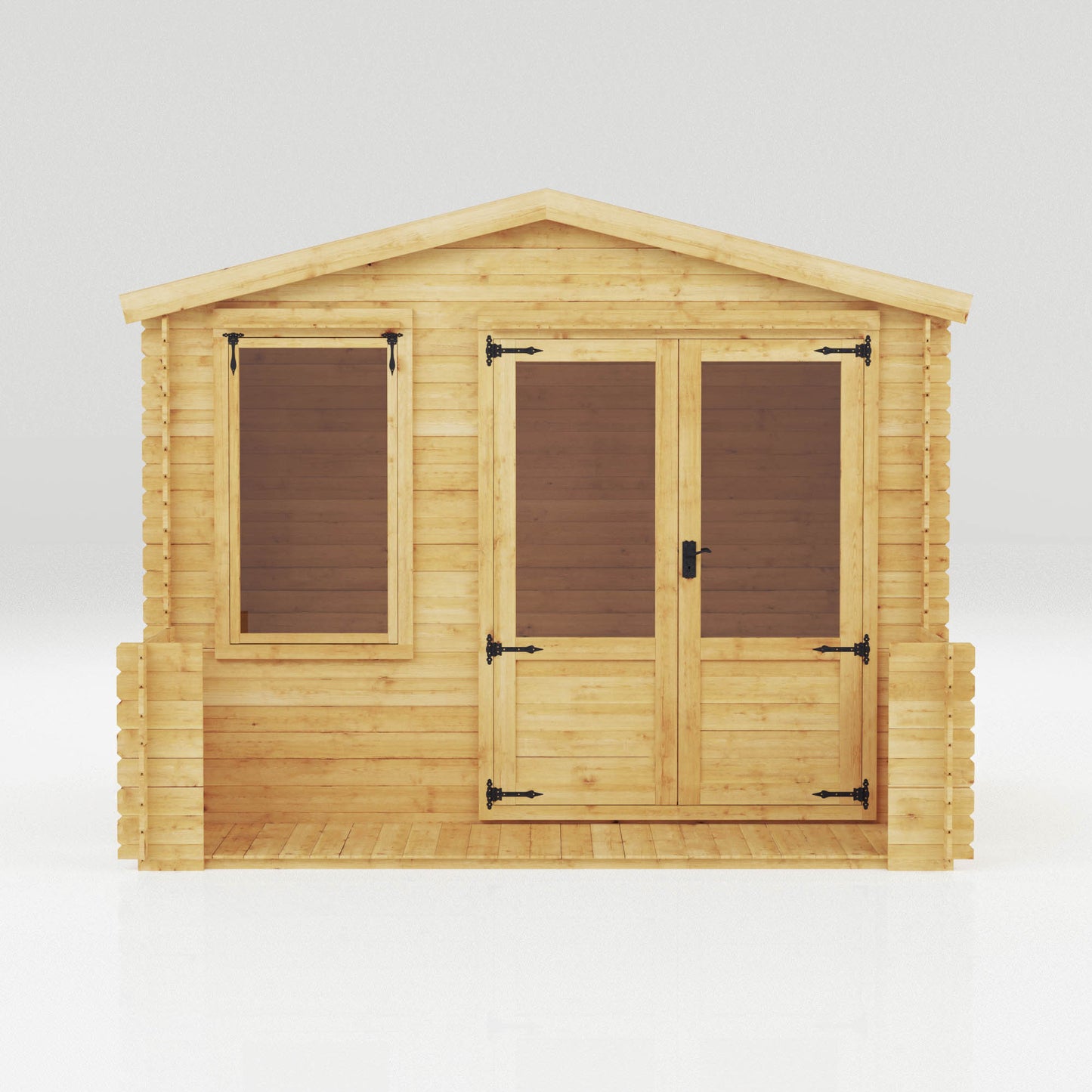 Mercia 3.3m x 3.4m Apex Log Cabin with Veranda - 19mm Log Cabin