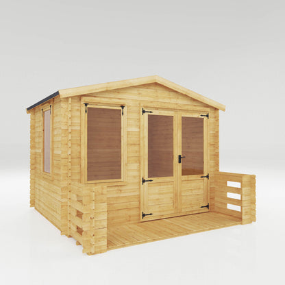 Mercia 3.3m x 3.4m Apex Log Cabin with Veranda - 19mm Log Cabin