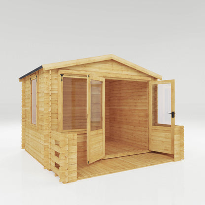 Mercia 3.3m x 3.4m Apex Log Cabin with Veranda - 19mm Log Cabin