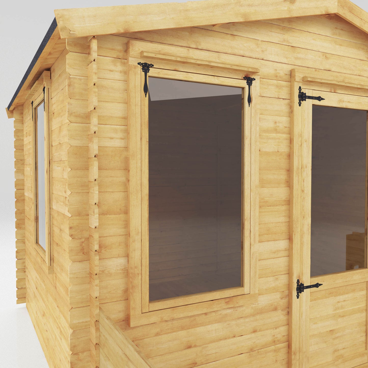 Mercia 3.3m x 3.7m Apex Log Cabin with Veranda - 19mm Log Cabin